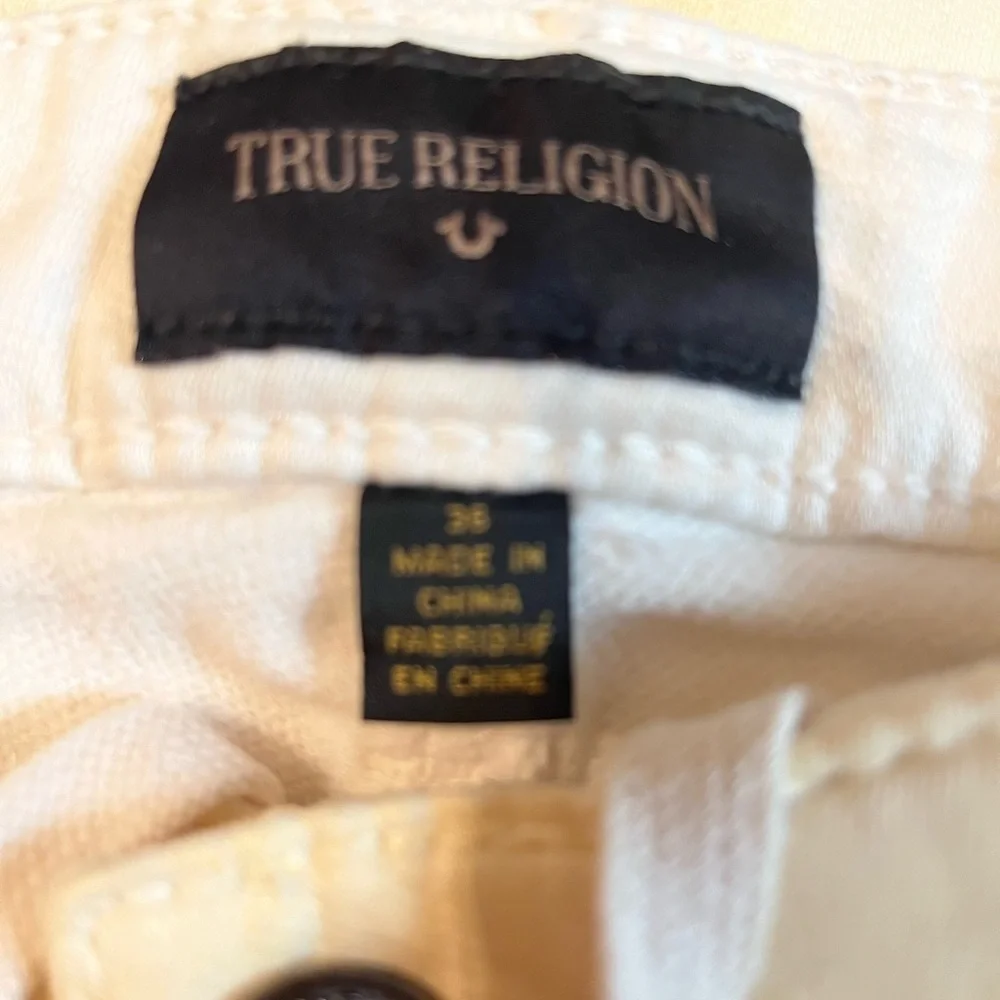True Religion Men Sz 36 Runner Relaxed Fit Yellow Distressed Jogger Pants